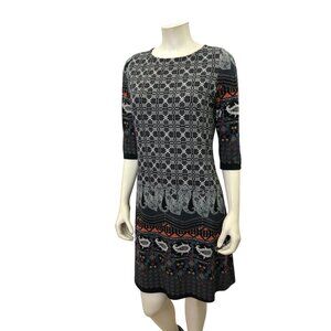 Gilli Womens Geometric Patterned 3/4 Sleeve Dress‎  - Size S